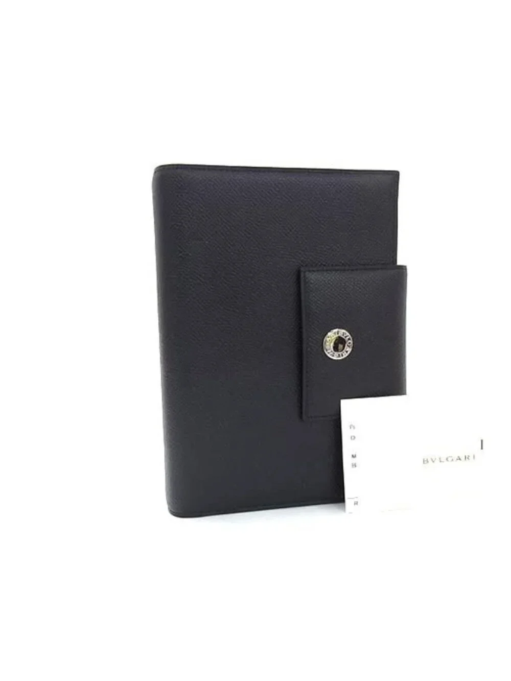 Bvlgari Leather 6 Hole Notebook Cover Schedule Book a Dos Address Black Agenda